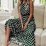 Maxi vestito donna stile vintage – abito estivo con fantasia a pois