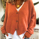 Cardigan donna morbido con bottoni – Maglia leggera con scollo a V per ufficio, viaggi e casa