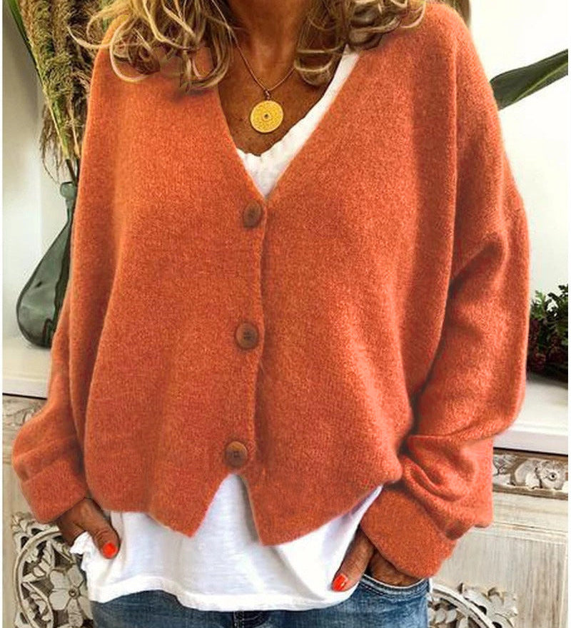 Cardigan donna morbido con bottoni – Maglia leggera con scollo a V per ufficio, viaggi e casa