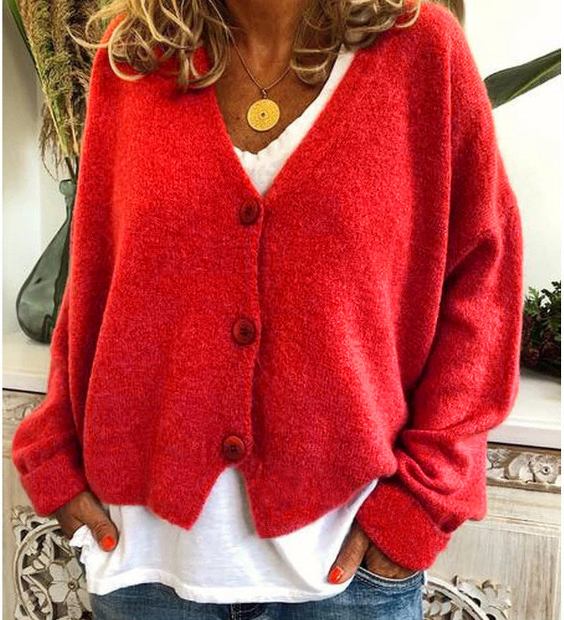 Cardigan donna morbido con bottoni – Maglia leggera con scollo a V per ufficio, viaggi e casa