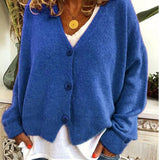 Cardigan donna morbido con bottoni – Maglia leggera con scollo a V per ufficio, viaggi e casa
