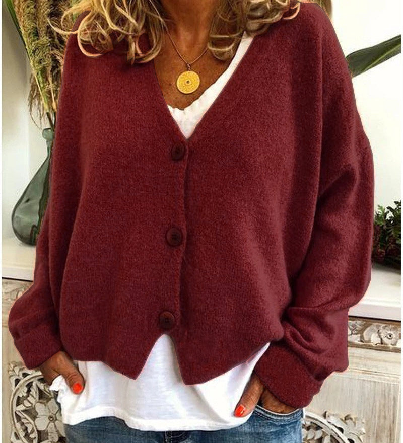 Cardigan donna morbido con bottoni – Maglia leggera con scollo a V per ufficio, viaggi e casa
