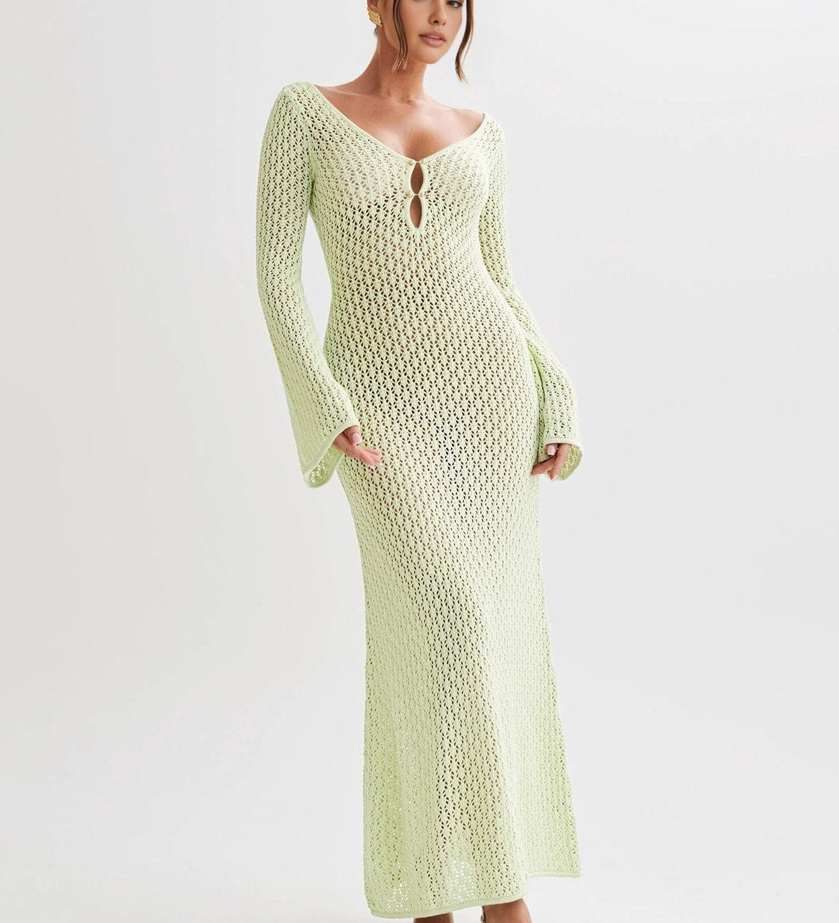 Abito estivo da donna | Maxi all'uncinetto e maniche a campana con scollo a V