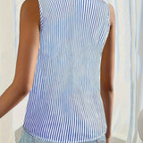 Blusa Senza Maniche da Donna – Con Collo e Bottoni, Casual per l'Uso Estivo