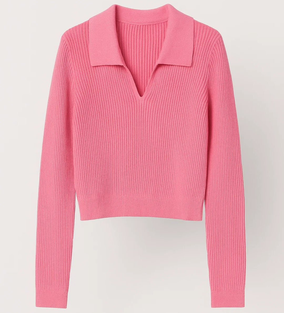 Maglione a coste da donna con collo a V e vestibilità corta