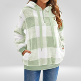Donna - Felpa con cappuccio a quadri con mezza zip - Stile Accogliente