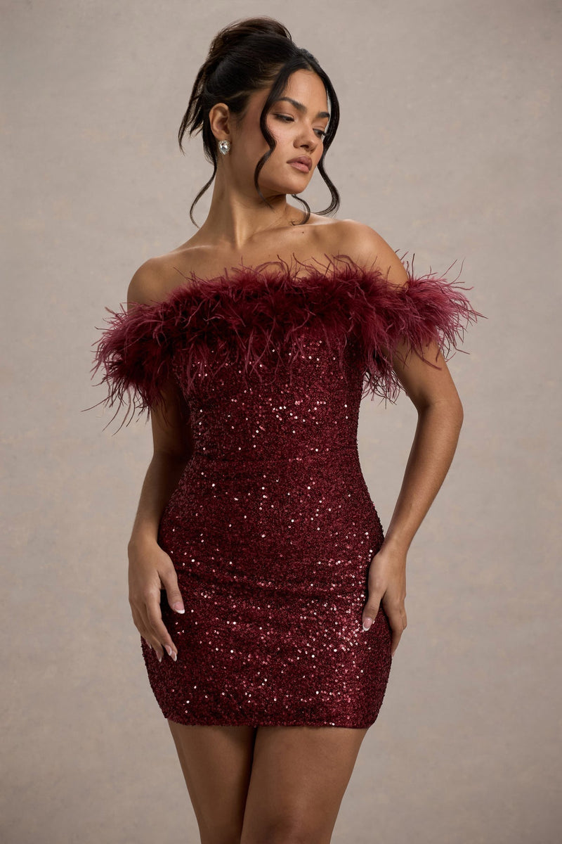 Varel | Abito con paillettes e piume