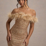 Varel | Abito con paillettes e piume