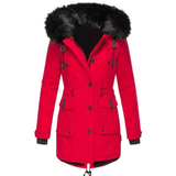 Donna - Cappotto sartoriale di media lunghezza - Cappuccio in pelliccia sintetica