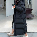 Donna - Cappotto lungo imbottito con cappuccio - Caldo e alla moda