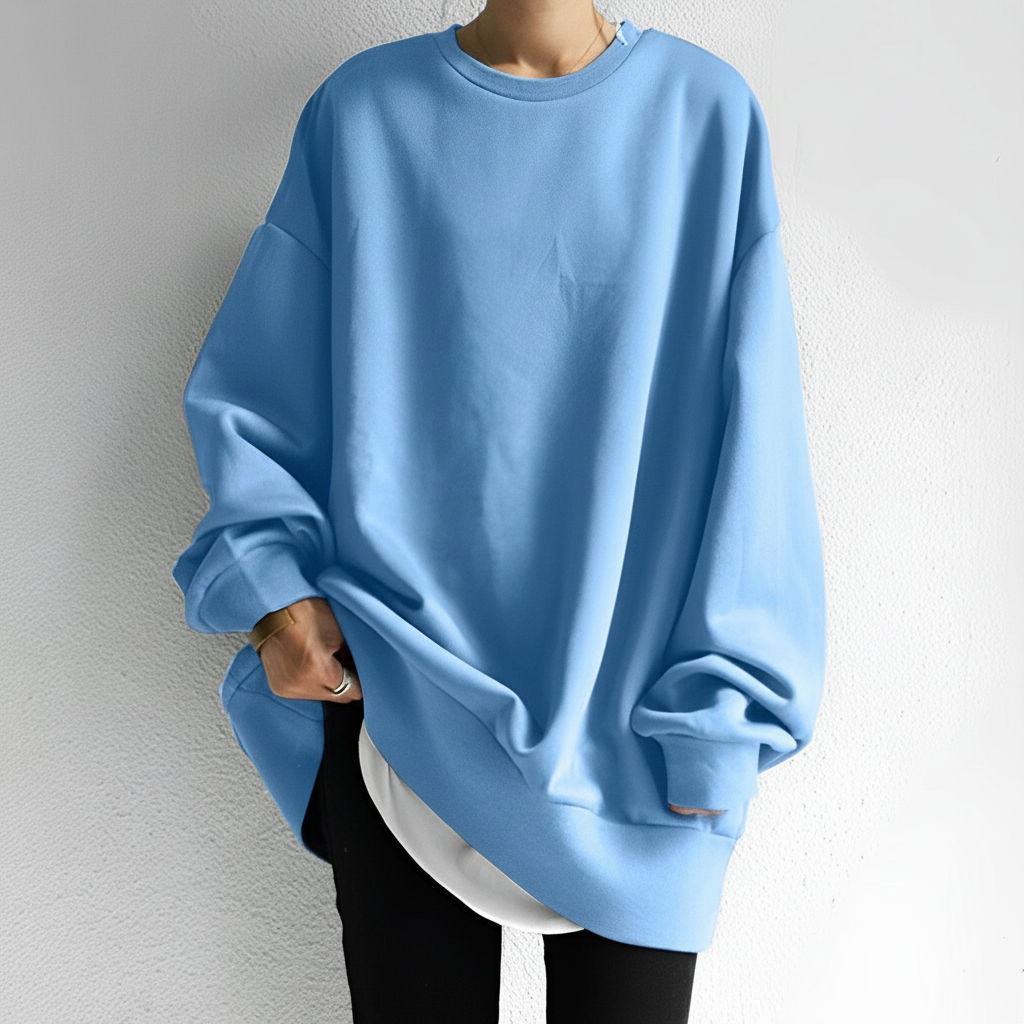Felpa oversize da donna con scollo rotondo e spalle scese