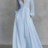 Abito maxi da donna con bottoni frontali - Morbido ed elegante