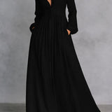 Abito maxi da donna con bottoni frontali - Morbido ed elegante