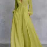 Abito maxi da donna con bottoni frontali - Morbido ed elegante