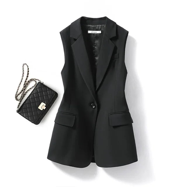 Abito Blazer Scollo a Revers per Donne – Senza Maniche, Adatto per Lavoro e Occasioni Speciali