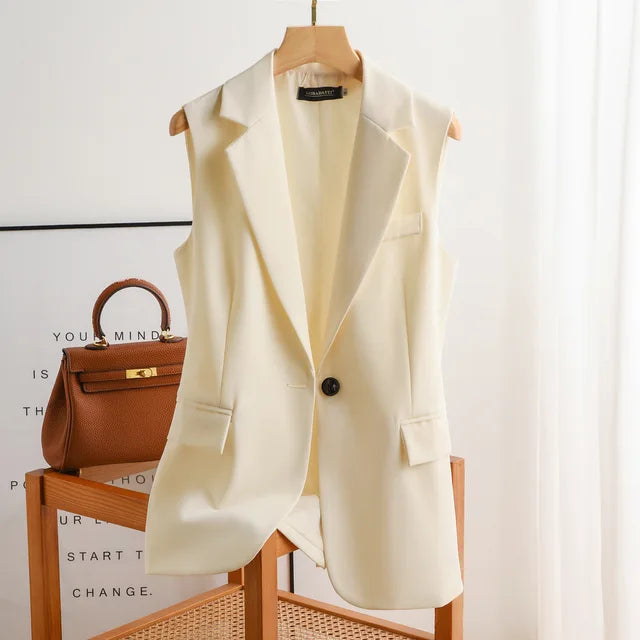 Abito Blazer Scollo a Revers per Donne – Senza Maniche, Adatto per Lavoro e Occasioni Speciali