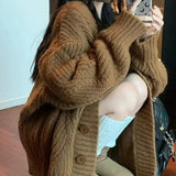Donna - Cardigan a maglia grossa con scollo a V
