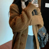 Donna - Cardigan a maglia grossa con scollo a V