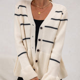 Donna - Cardigan con scollo a V e orlo a peplo