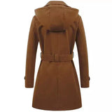 Donna - Cappotto con cappuccio dal taglio sartoriale - Vita con cintura