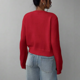 Cardigan corto da donna con bottoni frontali – maglia a girocollo per creare look a strati ogni giorno