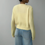 Cardigan corto da donna con bottoni frontali – maglia a girocollo per creare look a strati ogni giorno