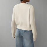Cardigan corto da donna con bottoni frontali – maglia a girocollo per creare look a strati ogni giorno