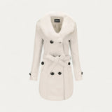Donna - Trench doppiopetto con pelliccia sintetica