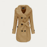 Donna - Trench doppiopetto con pelliccia sintetica