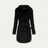Donna - Trench doppiopetto con pelliccia sintetica