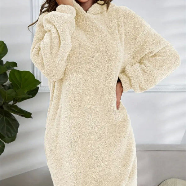Donna - Vestito con cappuccio in morbido pile - vestibilità oversize