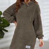 Donna - Vestito con cappuccio in morbido pile - vestibilità oversize