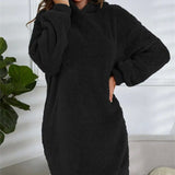 Donna - Vestito con cappuccio in morbido pile - vestibilità oversize