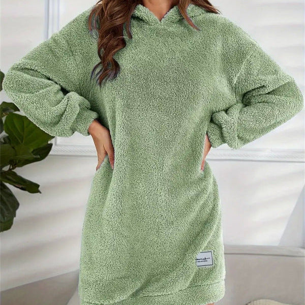 Donna - Vestito con cappuccio in morbido pile - vestibilità oversize