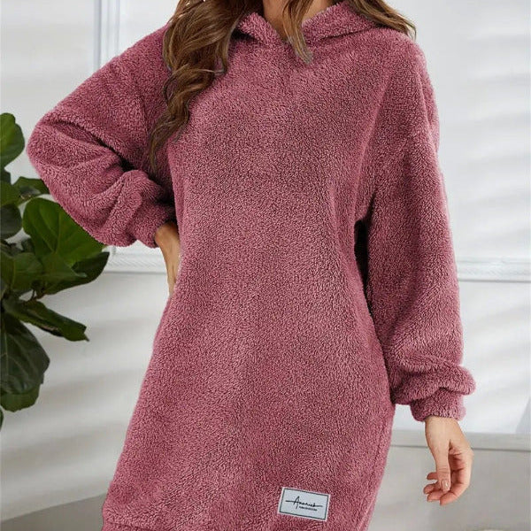 Donna - Vestito con cappuccio in morbido pile - vestibilità oversize