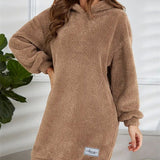Donna - Vestito con cappuccio in morbido pile - vestibilità oversize