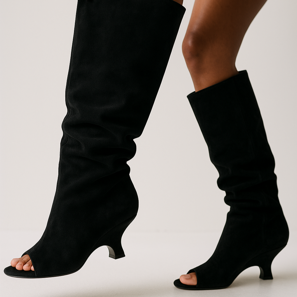 Donna - Stivali al ginocchio con zeppa - Stile slouchy