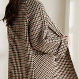 Donna - Blazer lungo classico a quadri - Stile autunnale