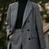 Donna - Blazer doppiopetto in tweed - Modello pied-de-poule