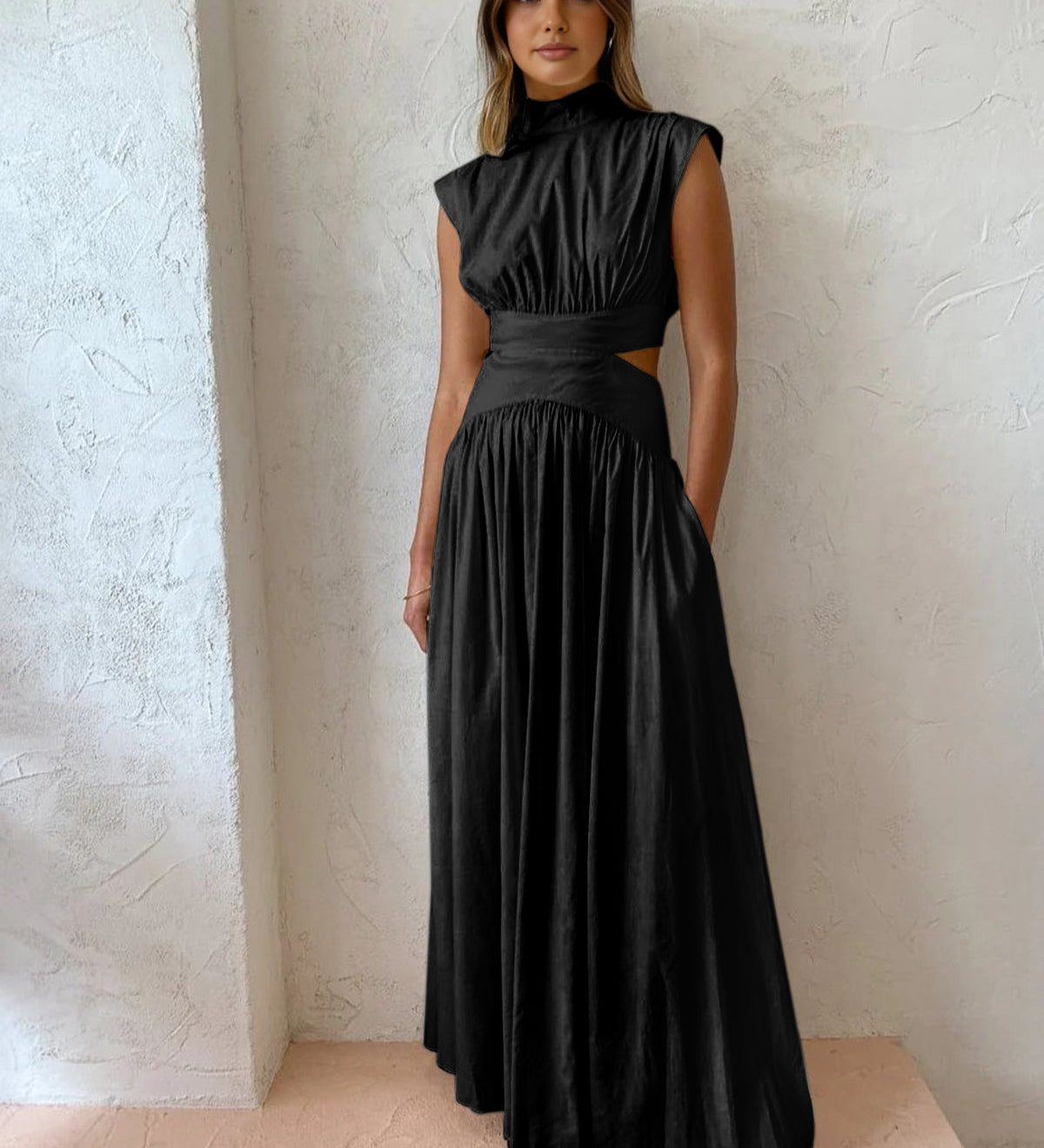Abito Maxi Scollo Alto per Donna – Adatto per Primavera e Estate, Ideale per Uso Quotidiano
