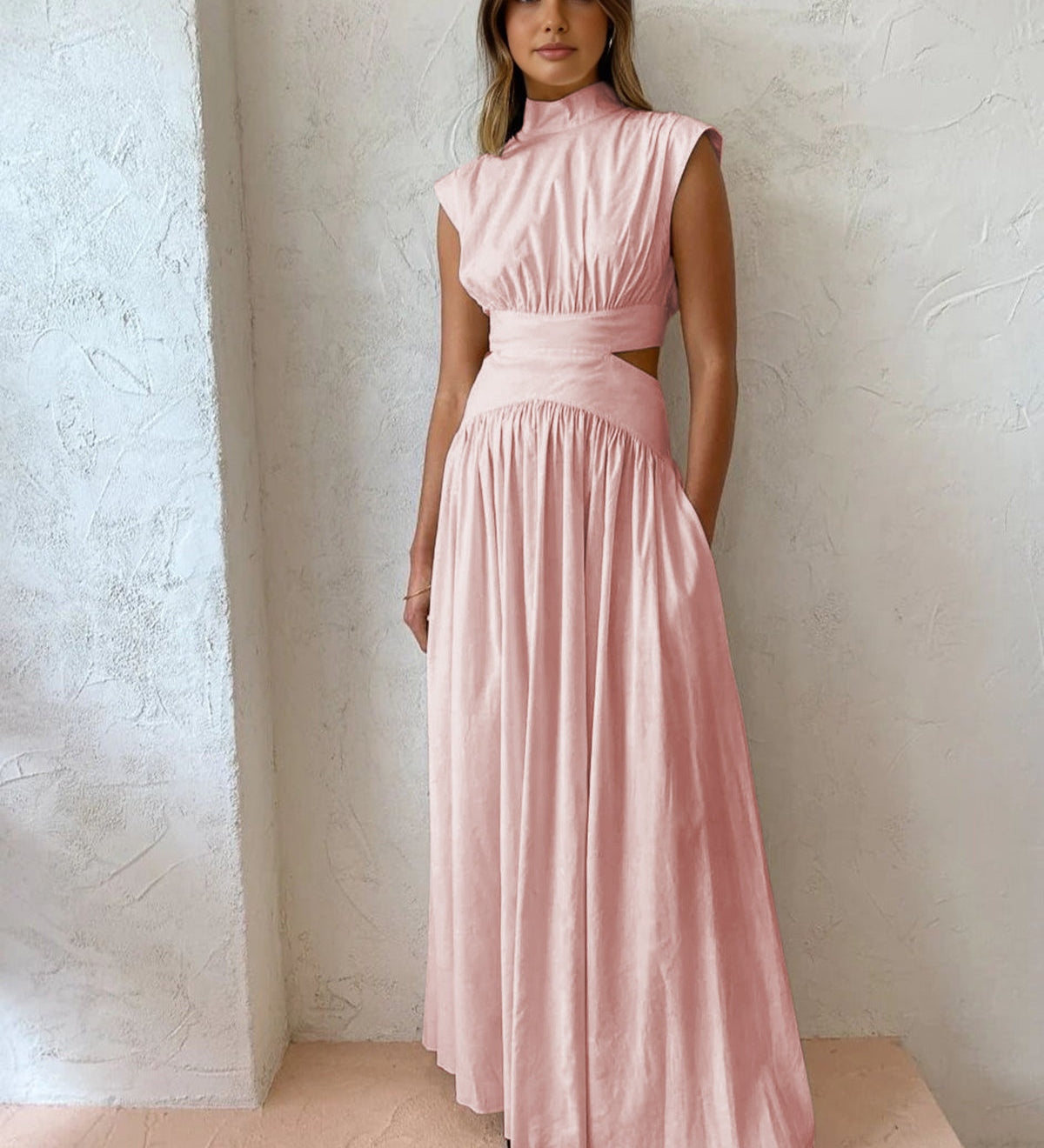 Abito Maxi Scollo Alto per Donna – Adatto per Primavera e Estate, Ideale per Uso Quotidiano
