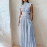 Abito Maxi Scollo Alto per Donna – Adatto per Primavera e Estate, Ideale per Uso Quotidiano
