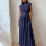 Abito Maxi Scollo Alto per Donna – Adatto per Primavera e Estate, Ideale per Uso Quotidiano