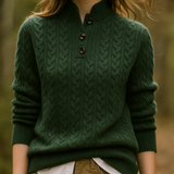 Donna - Felpa Pullover in maglia a cavi - Collo a imbuto