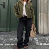 Donna - Giacca corta oversize - Ecopelle scamosciata