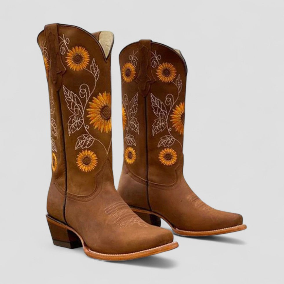 Donna - Stivali da cowboy - Ricamo floreale