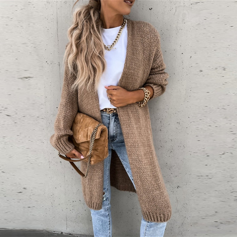 Gilet lungo casual in maglia da donna