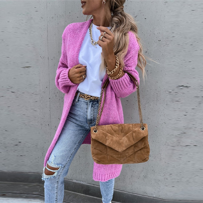 Gilet lungo casual in maglia da donna