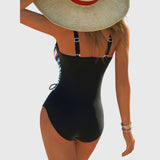 Costume da Bagno Donna a Vita Alta – Con Incrocio Anteriore, Adatto per Uso Estivo e in Spiaggia