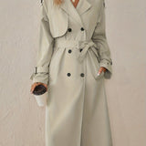 Trench lungo ed elegante in misto cotone da donna - perfetto per l'uso quotidiano